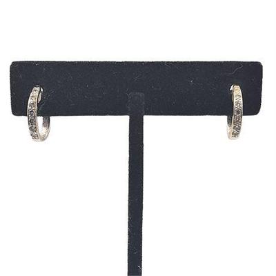 Lot 018  
18K White Gold Channel Set Diamond Hoop Earrings