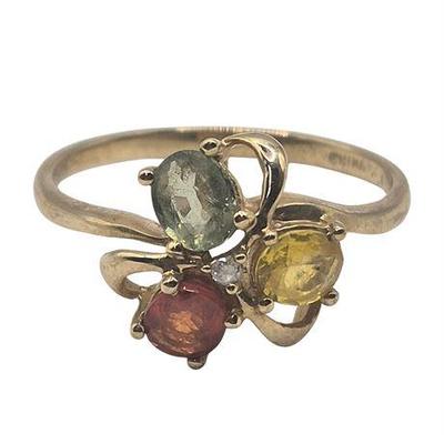 Lot 043   
10K Yellow Gold w/ Orange, Green, and Yellow Citrine