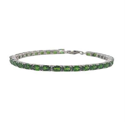 Lot 015   
Sterling Silver and Green Tourmaline Tennis Bracelet