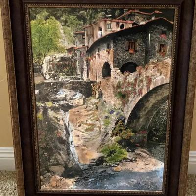 SIGNED "Flowered Tuscan Bridge" by Martin Roberts #56/300 w/COA