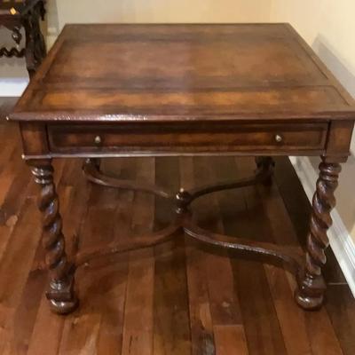 Possible Theodore Alexander Spiral Turned Legs Jacobean Style Game Table