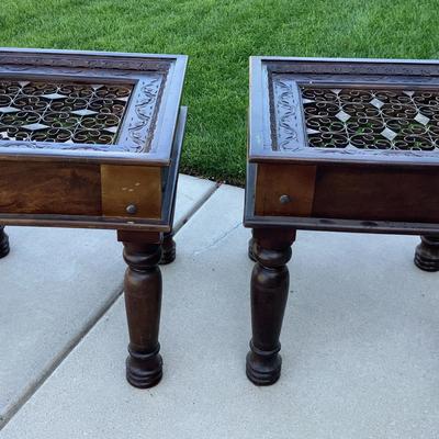 Antique Style Wood End Tables - Set of 2