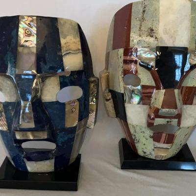 Possible Aztec Mayan Mosaic Burial Death Masks 