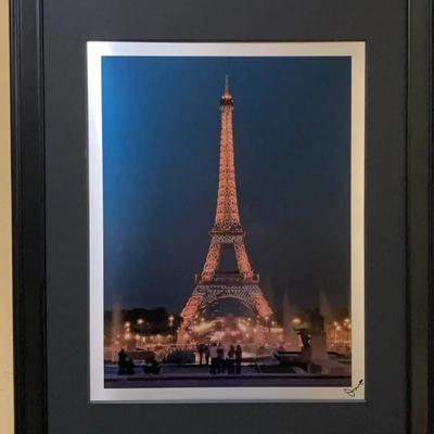 SIGNED "Eiffel Tower at Night during Light Show" by Donald M Earhart w/COA