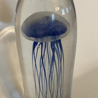 Dynasty Gallery Blue Jellyfish Glass Paperweight