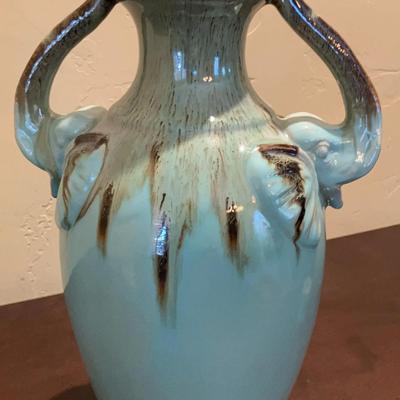 Ceramic Drip Glaze Vase with Elephant Head Handles
