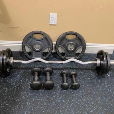 Barbell Plus Weights and Light Dumbbells 