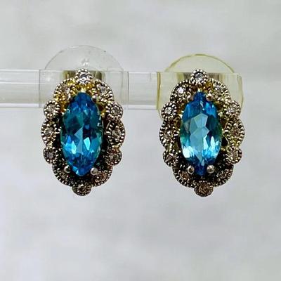 Blue Topaz Sterling Silver Earrings 