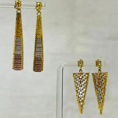 Tri-color Sterling Silver Vintage Earrings