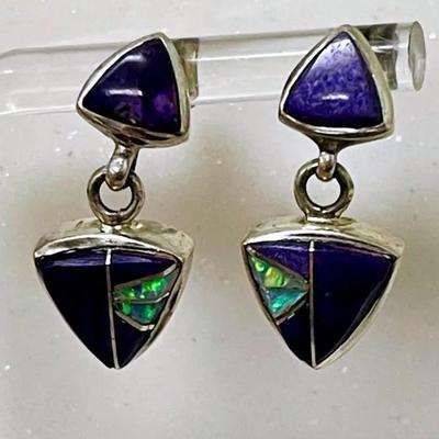 Sterling Silver and Purple Stone Earrings