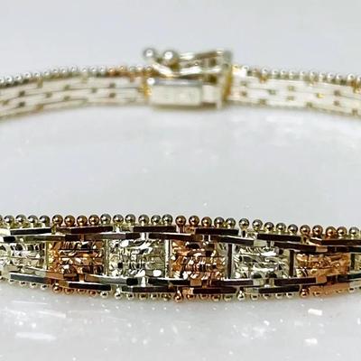 Italian Tri-tone Sterling Bracelet