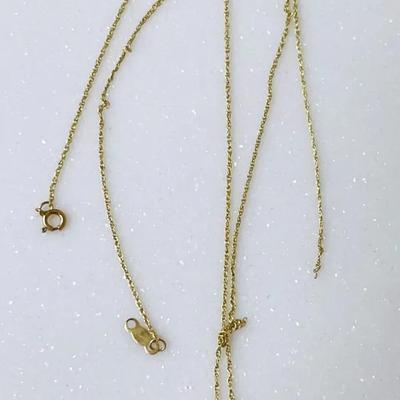 10KT Gold Necklace with Sapphire and Diamond Pendant 