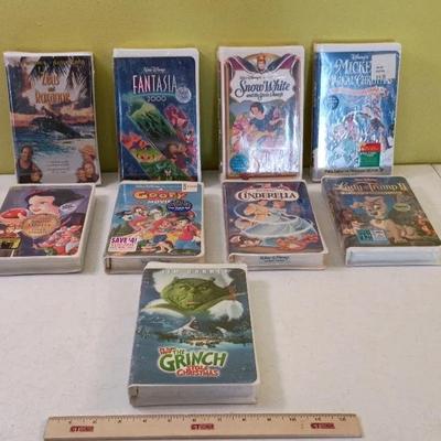 Lot Of 9 New Sealed Mostly Disney Movies - Fantasia, Grinch, Mickey, Goofy, Snow White++