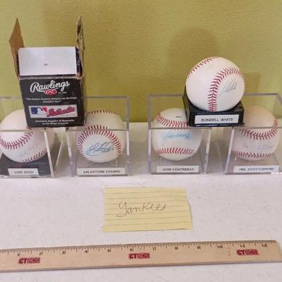 New York Yankees Signed Baseballs - Sojo, White, Fasano, Contreras, Stottlemyre, Tiant