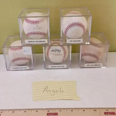 Los Angeles Angels Signed Baseballs - Salmon, Washburn, Erstad, Eckstein, Devanon