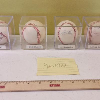 New York Yankees Signed Baseballs - Flaherty, Orasco, Loaiza, Santana