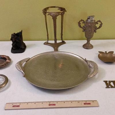 Vintage Household Metals - Lighters, Brass Apple, Silver Plate, Keys+