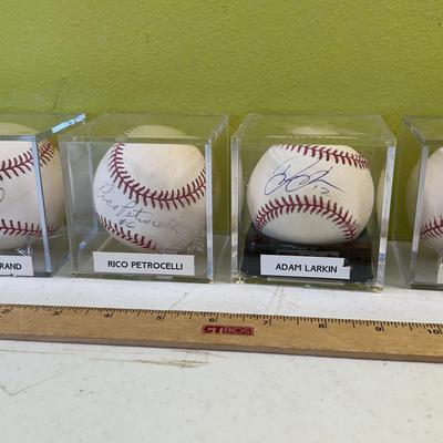 Red Sox Signed Baseballs - Hillebrand, Larkin, Giambi, Petrocelli
