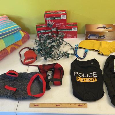 Misc Lot - Dog Clothes, Christmas Lights, Rolling Machine