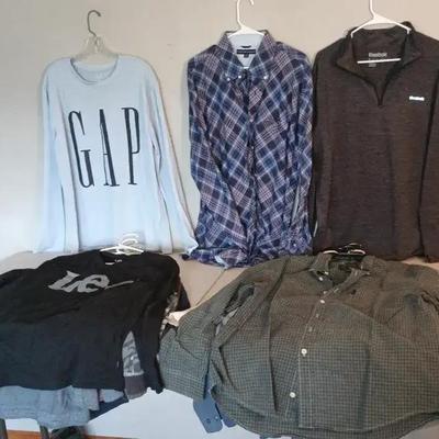14pc Men's Long Sleeve Shirts - Gap, Hilfiger, Abercrombie & Fitch, Reebok, Lee++