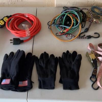 Bike Pump, Gloves, Ratchet Straps, Bungees & Rope 