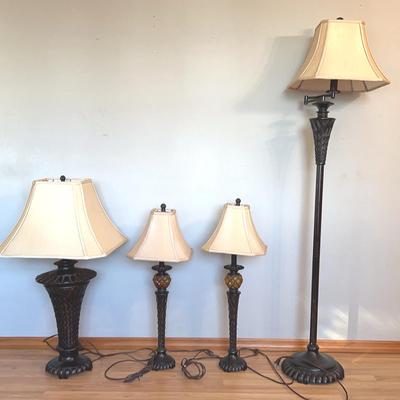 Matching Lamp Set - 2 Desk Lamps, 1 Medium Table Lamp & 1 Floor Lamp
