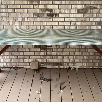 Vintage Rectangular Patio Table with Checkered Top