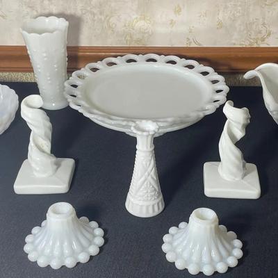 Vintage Milk Glass Serving 