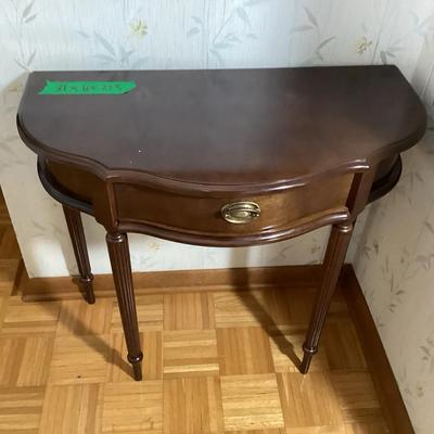 Mahogany Demilune Console Table with Drawer