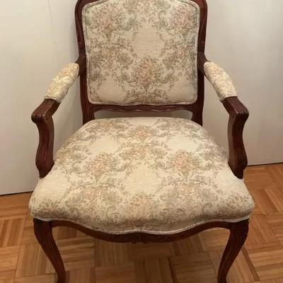 Vintage French Provincial Armchair with Floral Upholstery