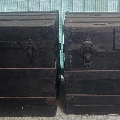 2 Antique Wooden Trunks 