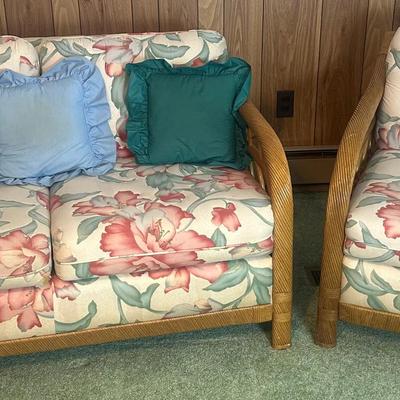 Rattan Loveseat And Arm Chair 