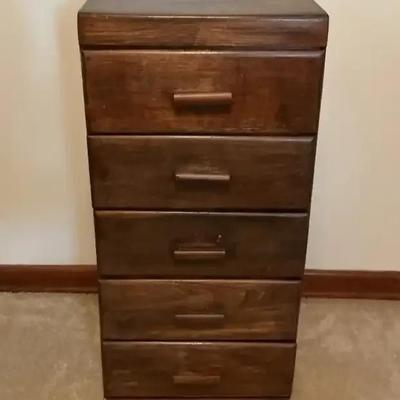 Vintage Five-Drawer Wooden Chest