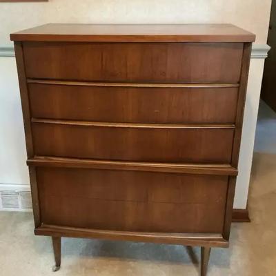 Mid-Century Modern Walnut Highboy Dresser 