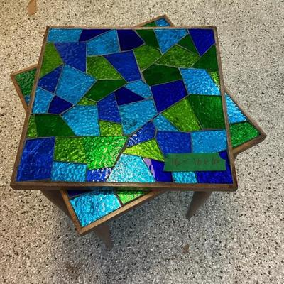 Pair of Mid-Century Mosaic Tile Top Tables