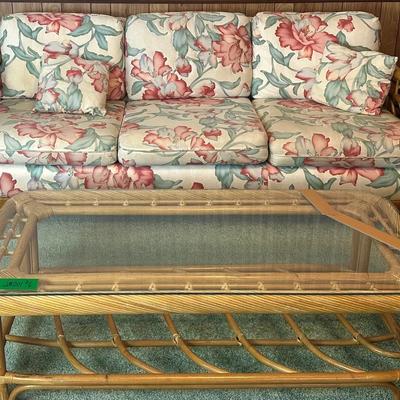 Rattan Couch And Coffee Table 
