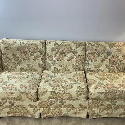 Vintage Floral Upholstered Sofa on Casters