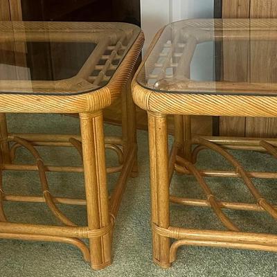 2 Rattan End Tables