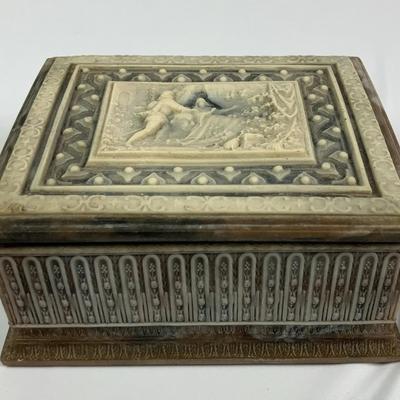 Reuge Incolay Stone Swiss Musical Jewelry Box