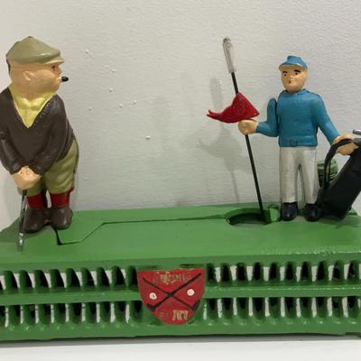 Vintage Birdie Putt Mechanical Cast Iron Coin Bank