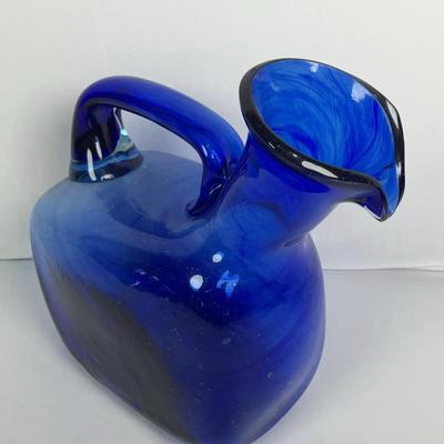 Cobalt Blown Glass Pitcher