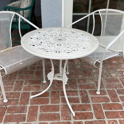 White Metal Patio Bistro Set