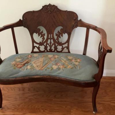 Antique Settee with Musical Design