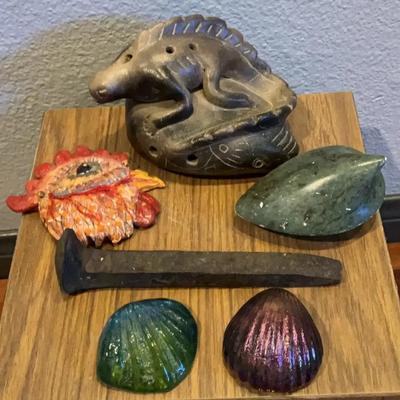 Unique Assortment - Ocarina, Railroad Spike, Art Glass and More