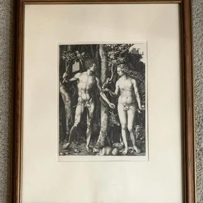 Framed Adam and Eve by Albrecht Durer