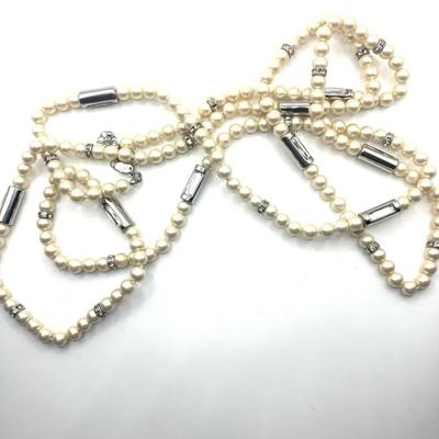 Gorgeous Retro Faux Pearl And Rhinestone Necklace By Lia Sophia