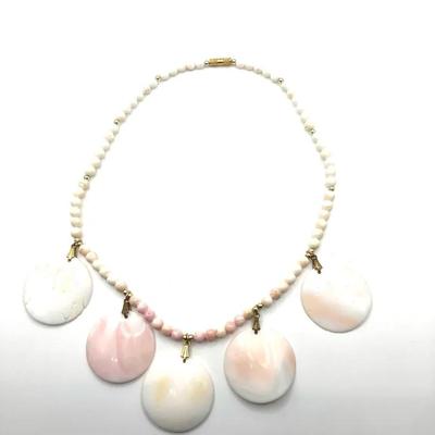 Beaded Necklace Mother Of Pearl Disc Pendants