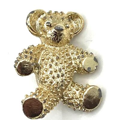 Vintage Gold-Toned Teddy Bear Brooch