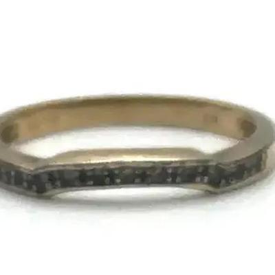 Gold Tone Ring Off Set Black Size 8.5