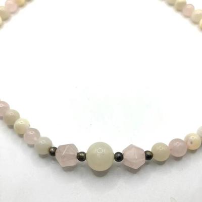 Rose Quartz Jade Mother of Pearl Bead Necklace